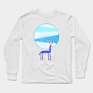 moon, deer Long Sleeve T-Shirt